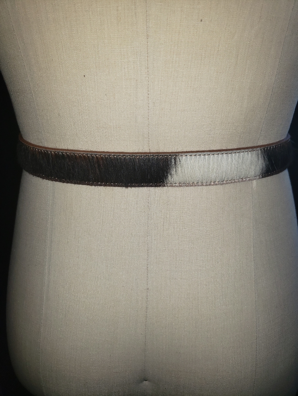 Brown White Pony Hair Belt. Made In Italy